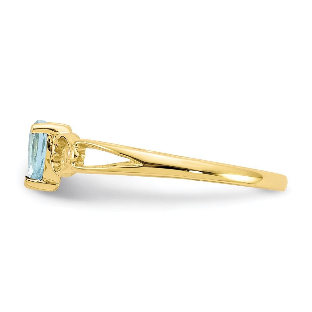 10k yellow gold polished geniune aquamarine birthstone ring 10xbr156