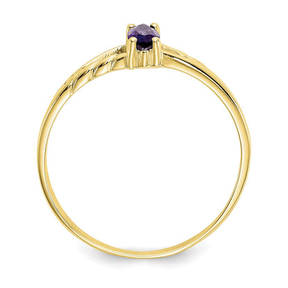 10k yellow gold polished geniune amethyst birthstone ring 10xbr179