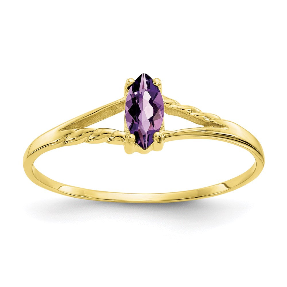 10k yellow gold polished geniune amethyst birthstone ring 10xbr179