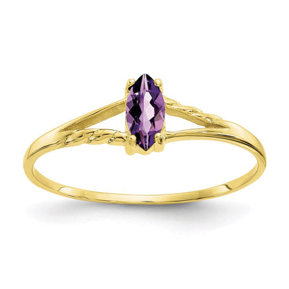 10k yellow gold polished geniune amethyst birthstone ring 10xbr179