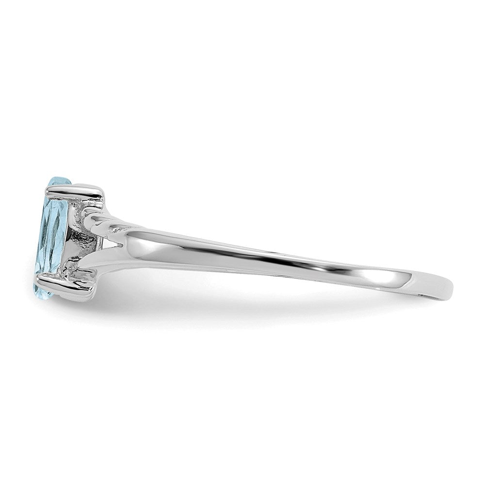 10k white gold polished geniune aquamarine birthstone ring 10xbr192