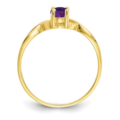 10k yellow gold polished geniune amethyst birthstone ring 10xbr227