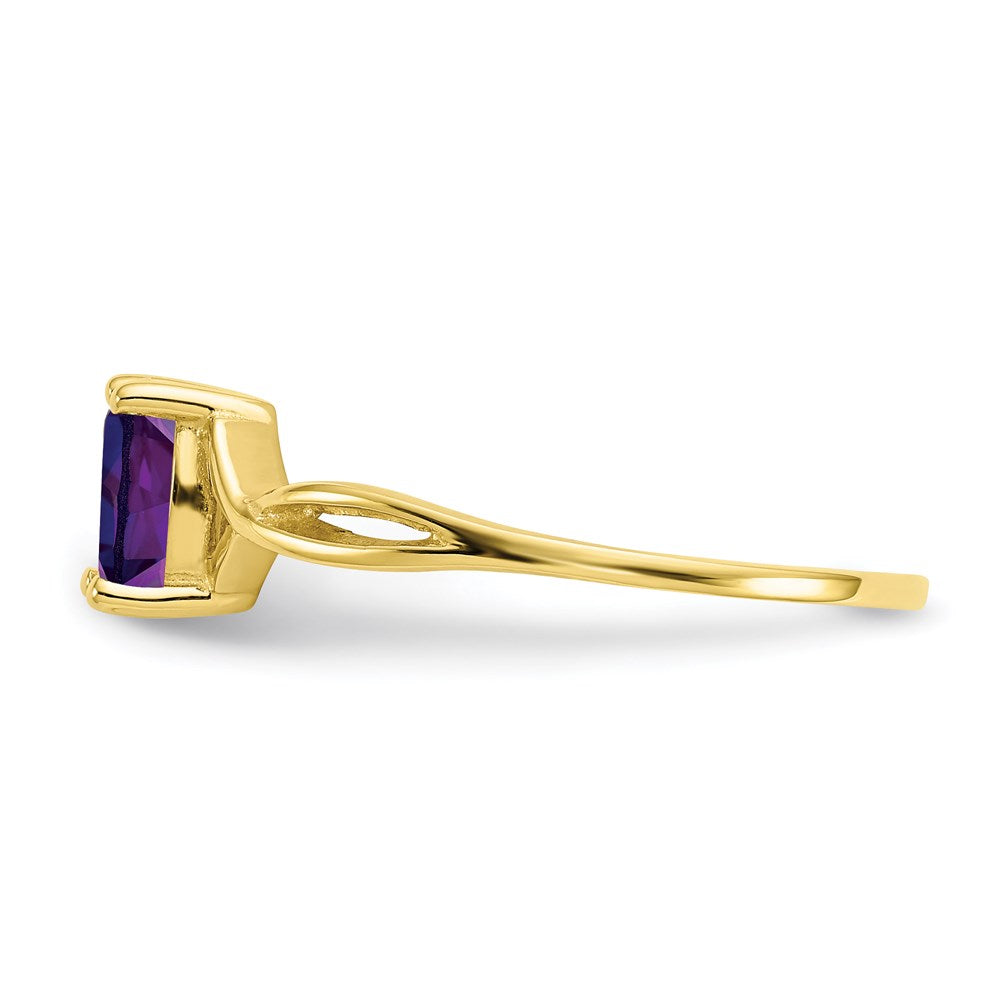 10k yellow gold polished geniune amethyst birthstone ring 10xbr227