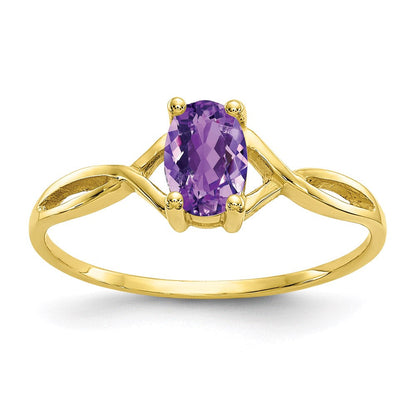 10k yellow gold polished geniune amethyst birthstone ring 10xbr227