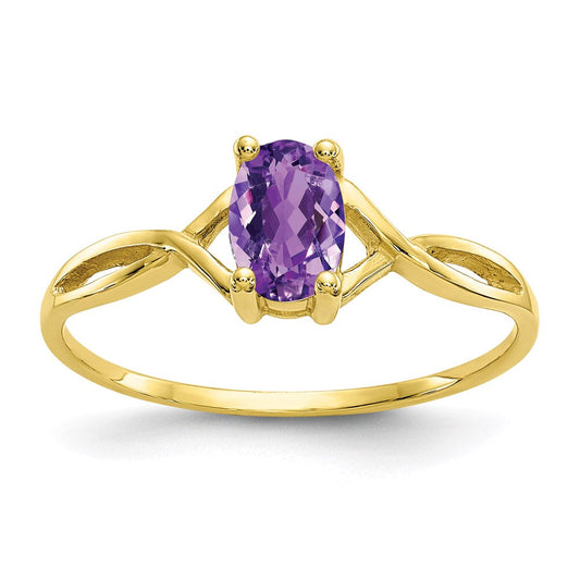 10k yellow gold polished geniune amethyst birthstone ring 10xbr227
