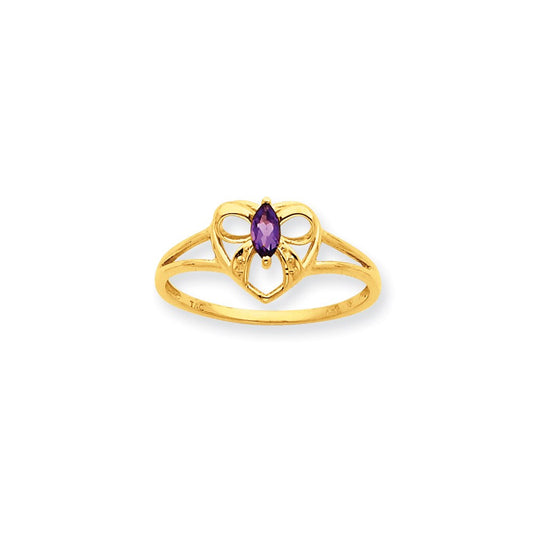 10k yellow gold polished geniune amethyst birthstone ring 10xbr239