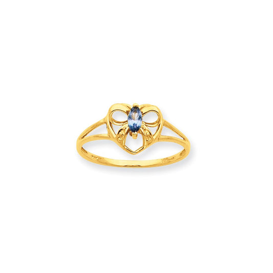 10k yellow gold polished geniune aquamarine birthstone ring 10xbr240