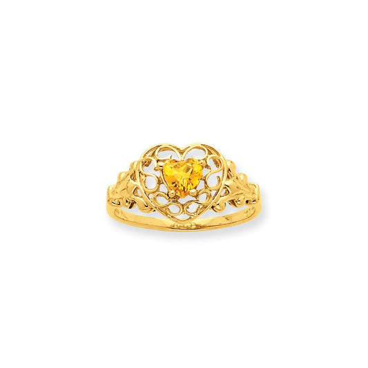 10k yellow gold polished geniune citrine birthstone ring 10xbr260