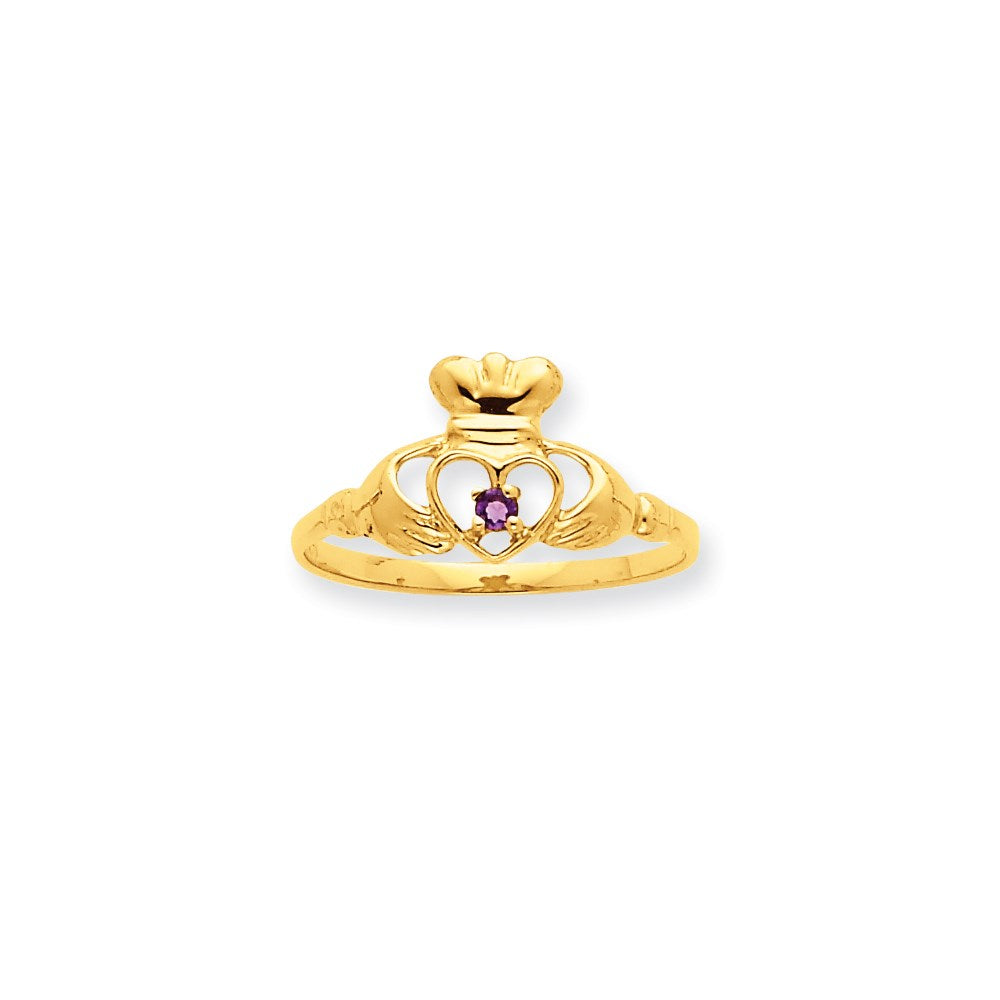 10k yellow gold polished geniune amethyst birthstone ring 10xbr263