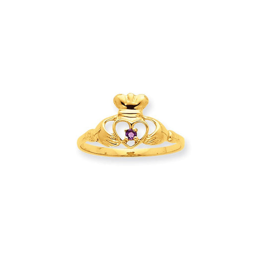 10k yellow gold polished geniune amethyst birthstone ring 10xbr263