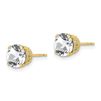 10K Tiara Collection Diamond Lab Created White Sapphire Post Earrings