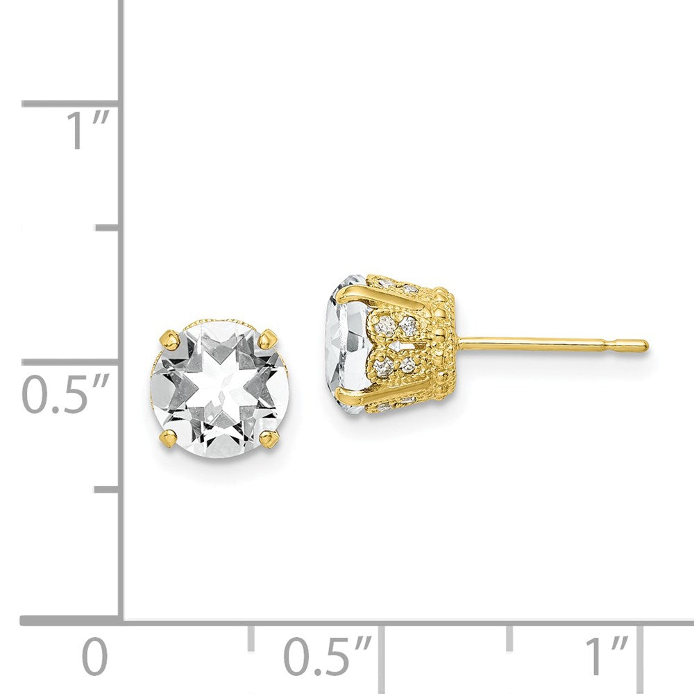 10K Tiara Collection Diamond Lab Created White Sapphire Post Earrings