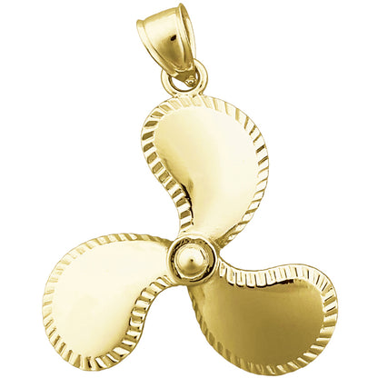 14K Gold 32MM Propeller Pendant