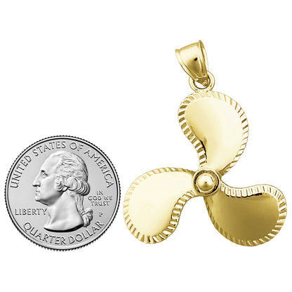 14K Gold 32MM Propeller Pendant