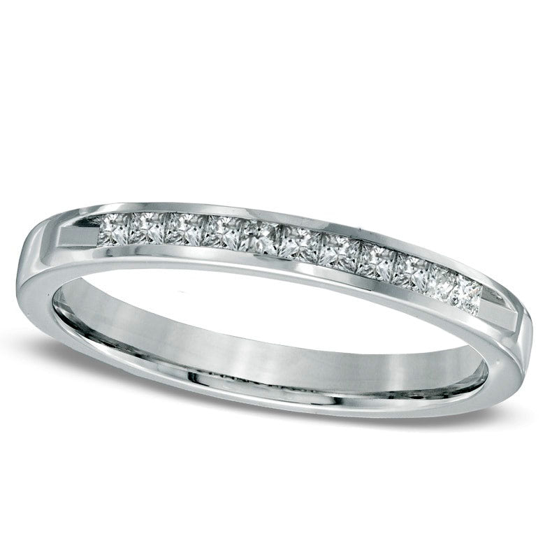 0.25 CT. T.W. Princess-Cut Natural Diamond Wedding Band in Solid 14K White Gold