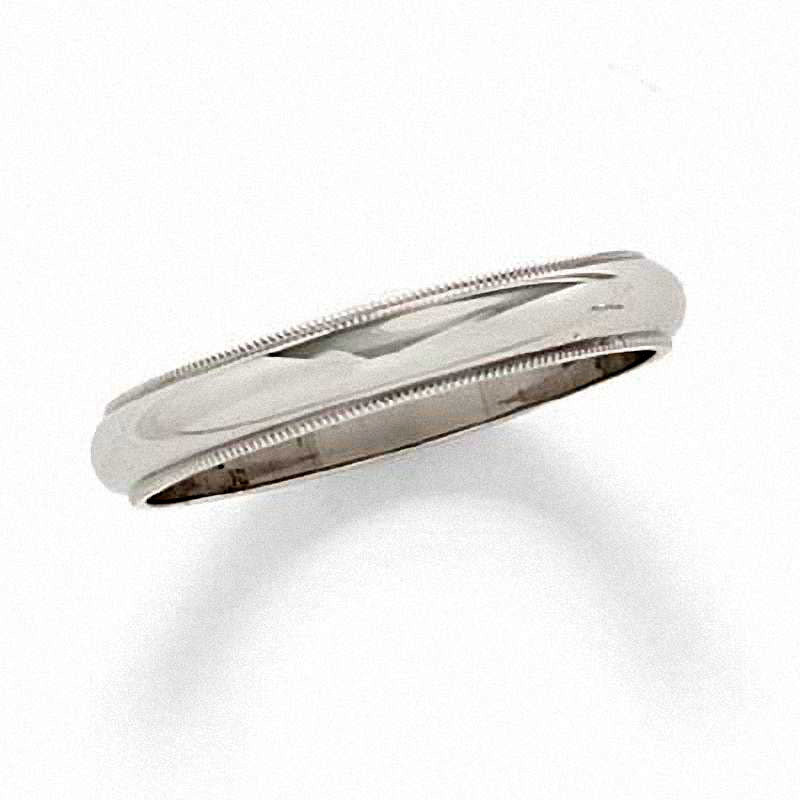 Men's Solid 14K White Gold Milgrain Wedding Band