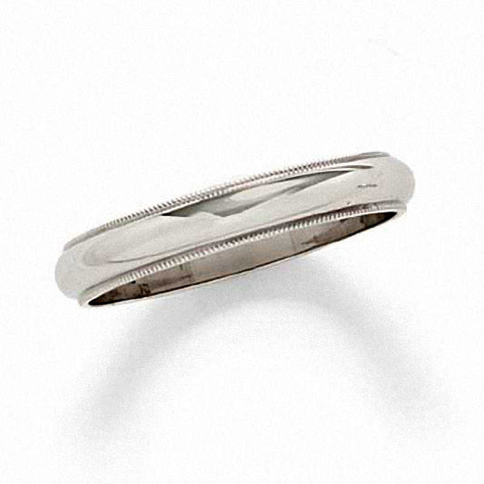 Men's Solid 14K White Gold Milgrain Wedding Band