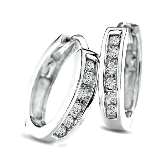 0.1 CT. T.W. Diamond Huggie Hoop Earrings in 10K White Gold