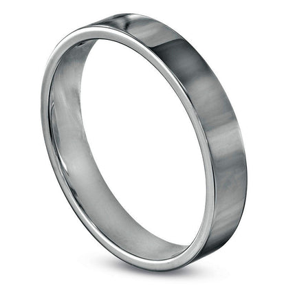 Men's 4.0mm Flat Wedding Band in Solid 14K White Gold