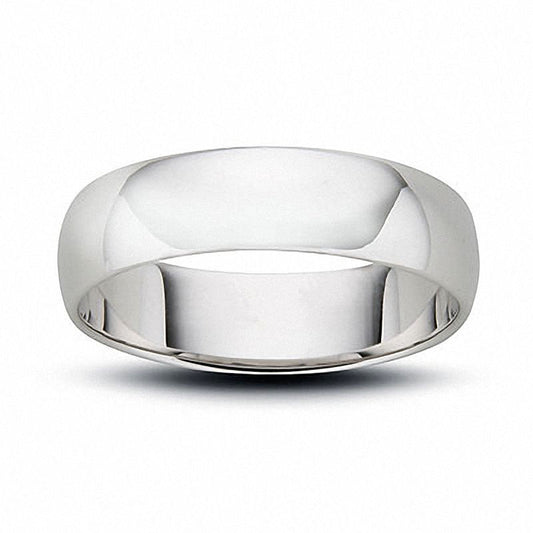 Men's 4.5mm Low Dome Wedding Band in Solid 14K White Gold