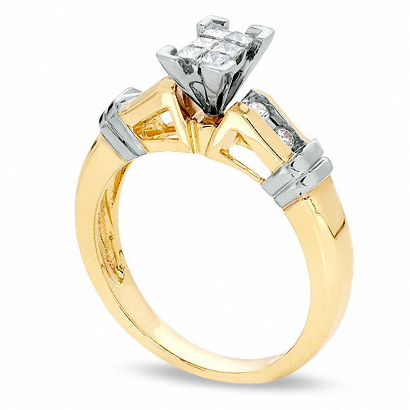 0.33 CT. T.W. Princess-Cut Natural Diamond Engagement Ring in Solid 14K Two-Tone Gold