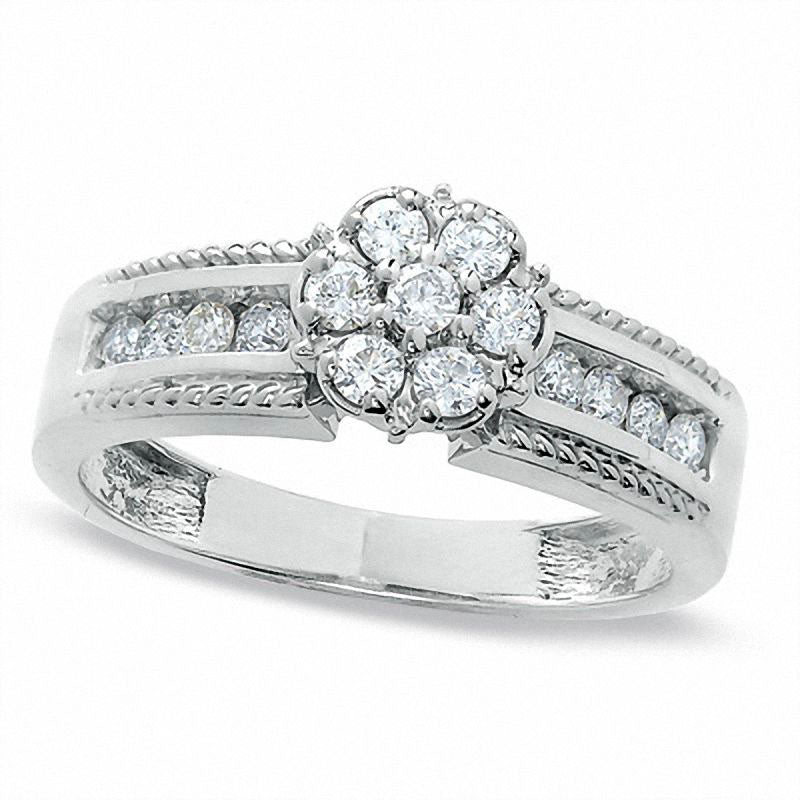 0.50 CT. T.W. Natural Diamond Engagement Ring in Solid 14K White Gold