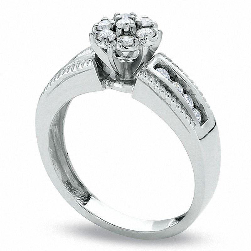 0.50 CT. T.W. Natural Diamond Engagement Ring in Solid 14K White Gold