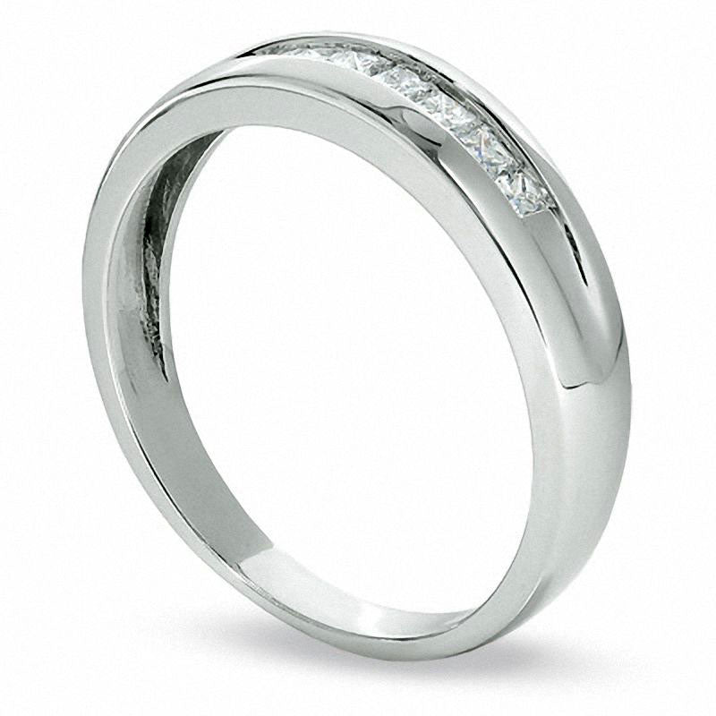 Men's 0.25 CT. T.W. Square-Cut Natural Diamond Wedding Band in Solid 14K White Gold