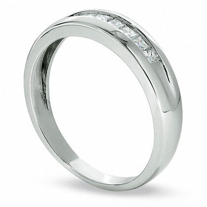 Men's 0.25 CT. T.W. Square-Cut Natural Diamond Wedding Band in Solid 14K White Gold