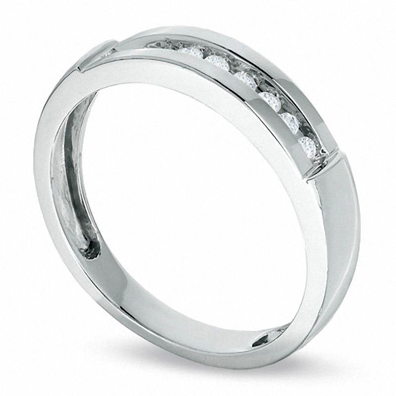 Men's 0.20 CT. T.W. Natural Diamond Wedding Band in Solid 10K White Gold