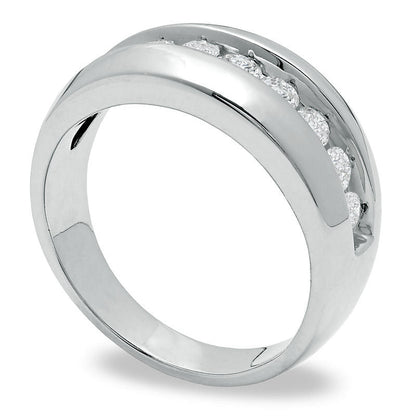 Men's 1.0 CT. T.W. Natural Diamond Wedding Band in Solid 14K White Gold