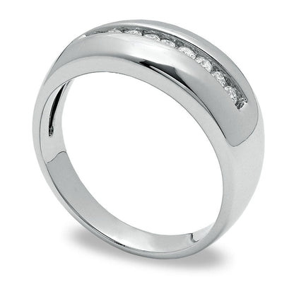 Men's 0.25 CT. T.W. Natural Diamond Wedding Band in Solid 14K White Gold