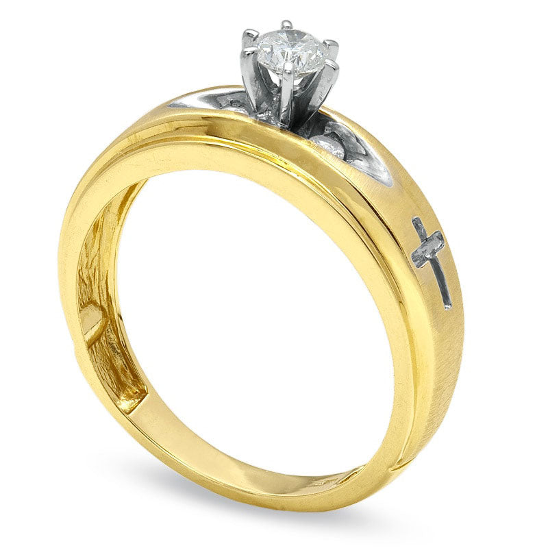 0.25 CT. T.W. Natural Diamond Cross Engagement Ring in Solid 14K Gold