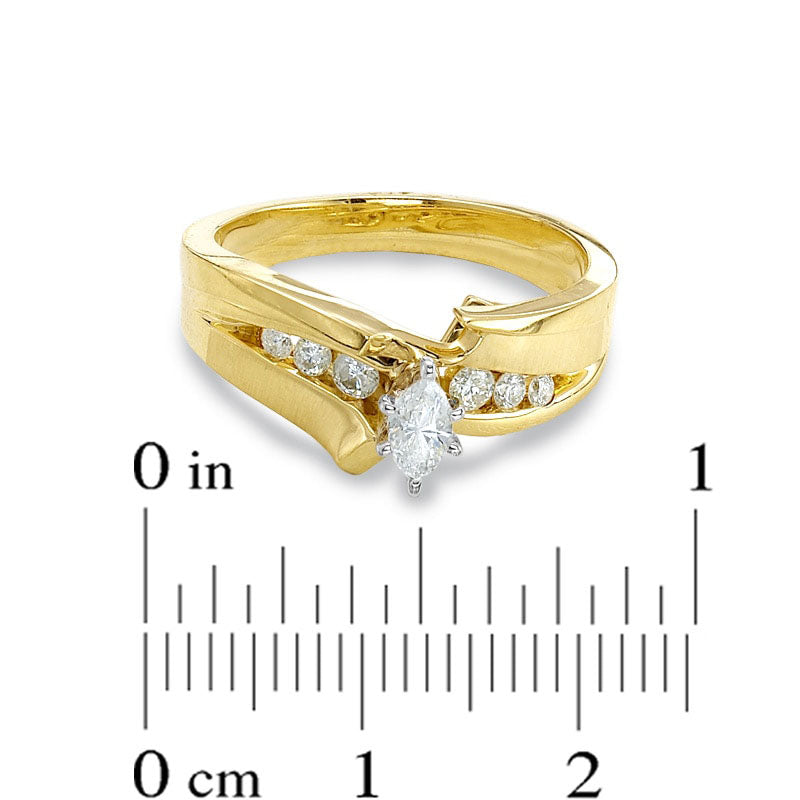 0.38 CT. T.W. Marquise Natural Diamond Bridal Engagement Ring Set Solid 14K Gold