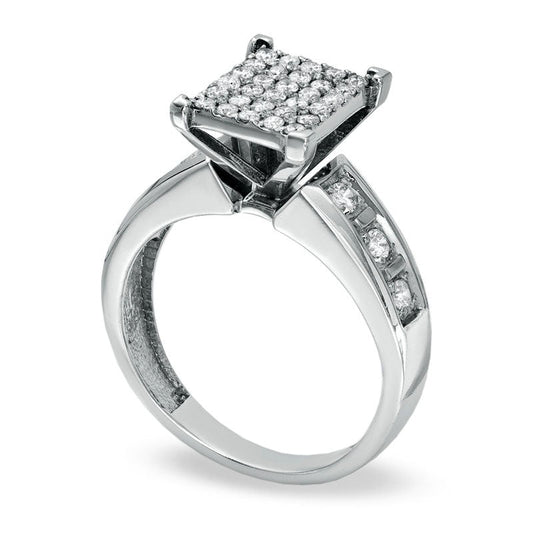 0.50 CT. T.W. Natural Diamond Composite Rectangle Engagement Ring in Solid 10K White Gold