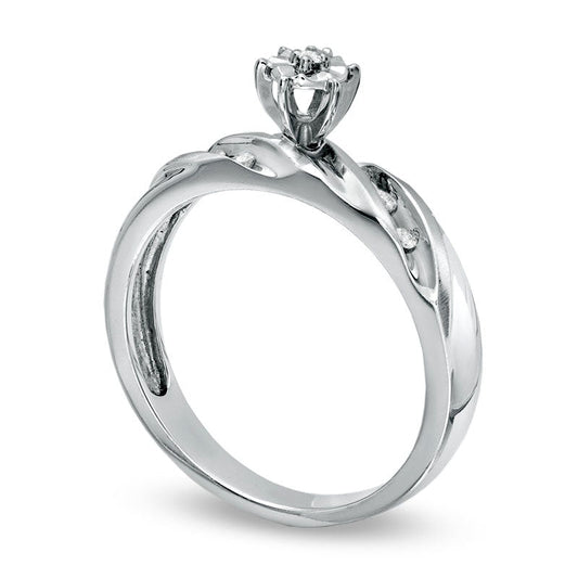 Natural Diamond Accent Miracle Engagement Ring in Solid 10K White Gold