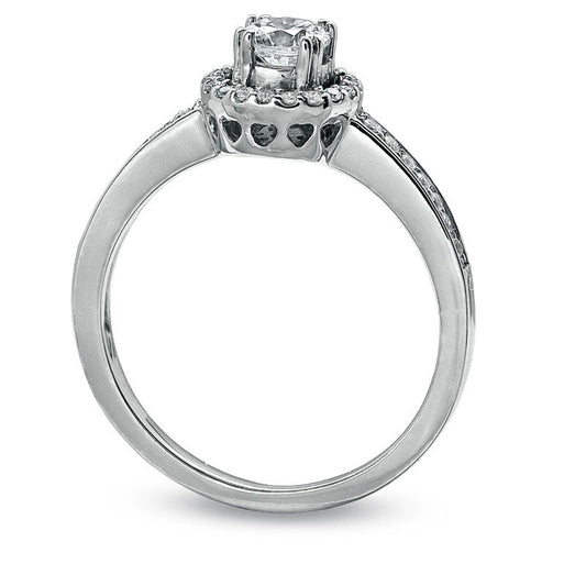 0.50 CT. T.W. Natural Diamond Framed Engagement Ring in Solid 14K White Gold