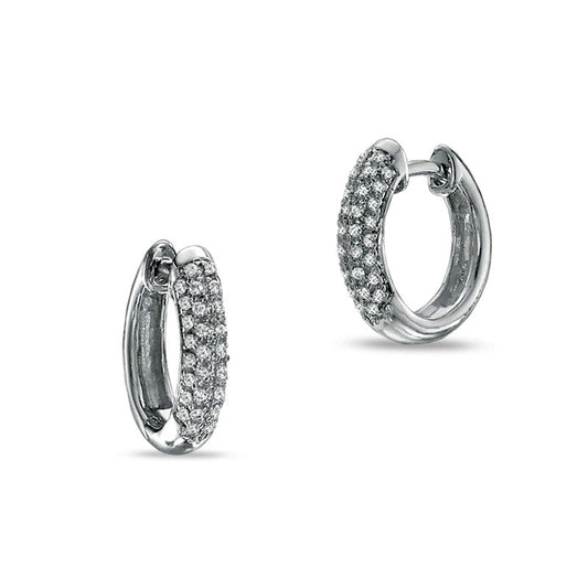 0.25 CT. T.W. Diamond Hoop Earrings in 10K White Gold