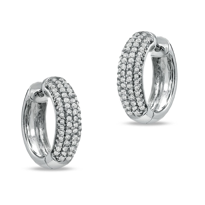 0.75 CT. T.W. Diamond Multi-Row Huggie Earrings in 10K White Gold