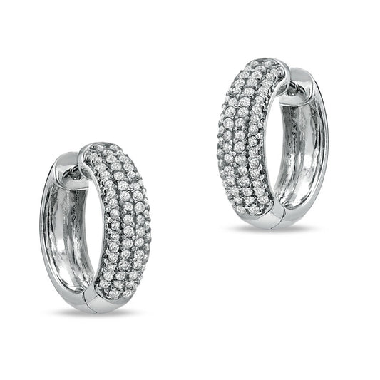 0.75 CT. T.W. Diamond Multi-Row Huggie Earrings in 10K White Gold