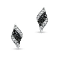 0.25 CT. T.W. Enhanced Black and White Diamond Wave Earrings in Sterling Silver