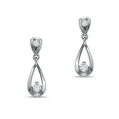 0.17 CT. T.W. Diamond Teardrop Earrings in 10K White Gold