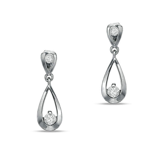 0.17 CT. T.W. Diamond Teardrop Earrings in 10K White Gold