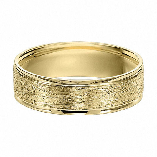 Men's 6.0mm Brushed Wedding Band in Solid 10K Yellow Gold
