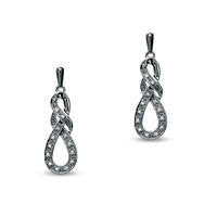 0.1 CT. T.W. Diamond Knotted Swirl Drop Earrings in Sterling Silver