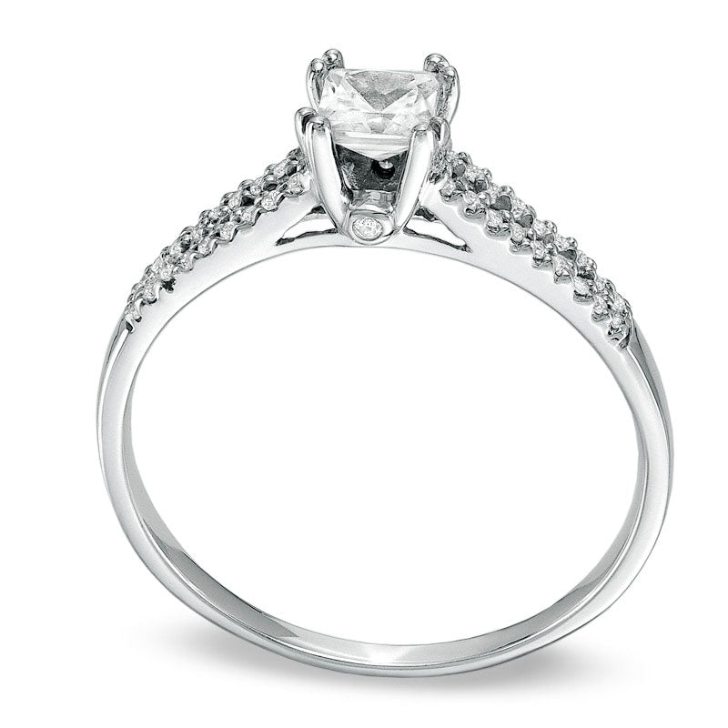 0.33 CT. T.W. Princess-Cut Natural Diamond Split Shank Engagement Ring in Solid 10K White Gold