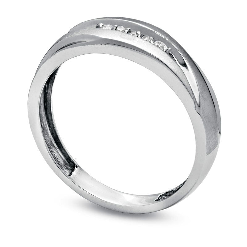 Men's Natural Diamond Accent Wedding Band in Solid 10K White Gold
