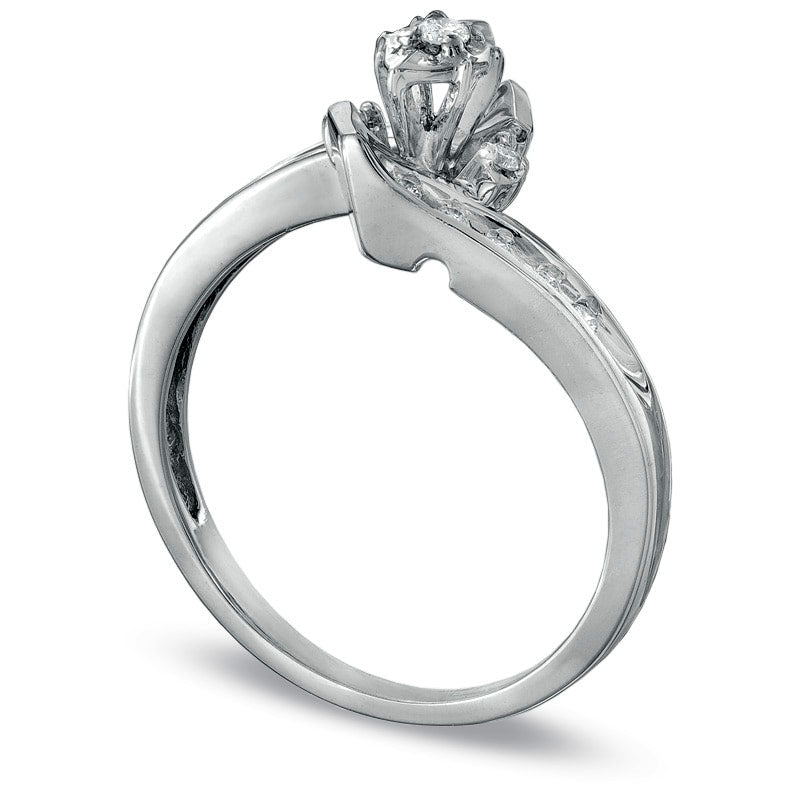 0.25 CT. T.W. Natural Diamond Bridal Engagement Ring Set in Solid 10K White Gold