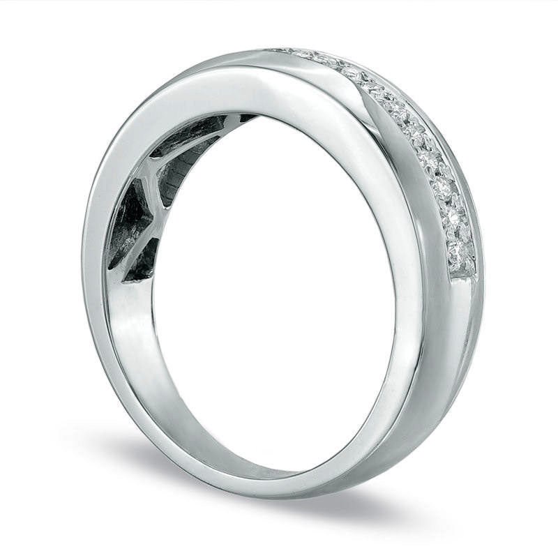 Ladies' 0.17 CT. T.W. Natural Diamond Wedding Band in Solid 10K White Gold