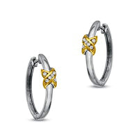 0.05 CT. T.W. Diamond X" Hoop Earrings in Sterling Silver with 14K Gold Plate"